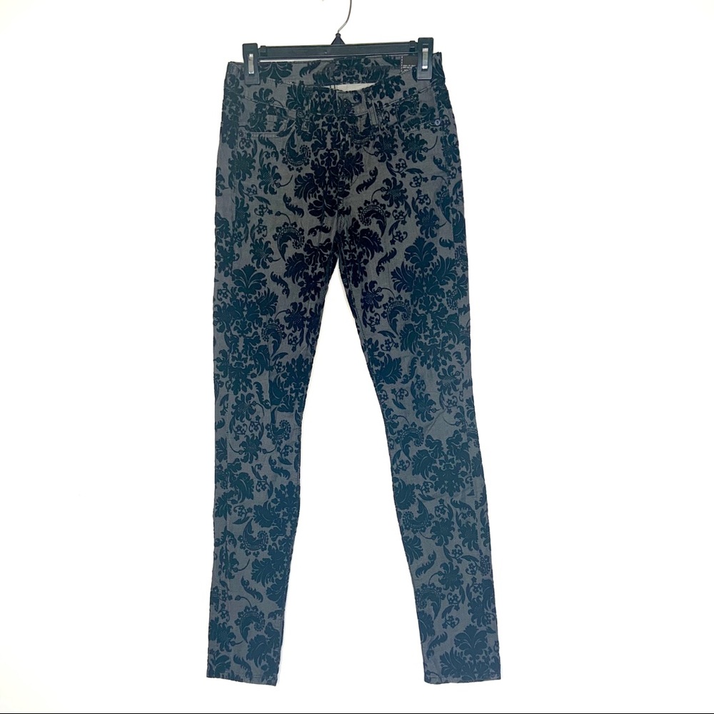 7 For All Mankind Floral Velour Skinny Jean 26 - Picture 3 of 5